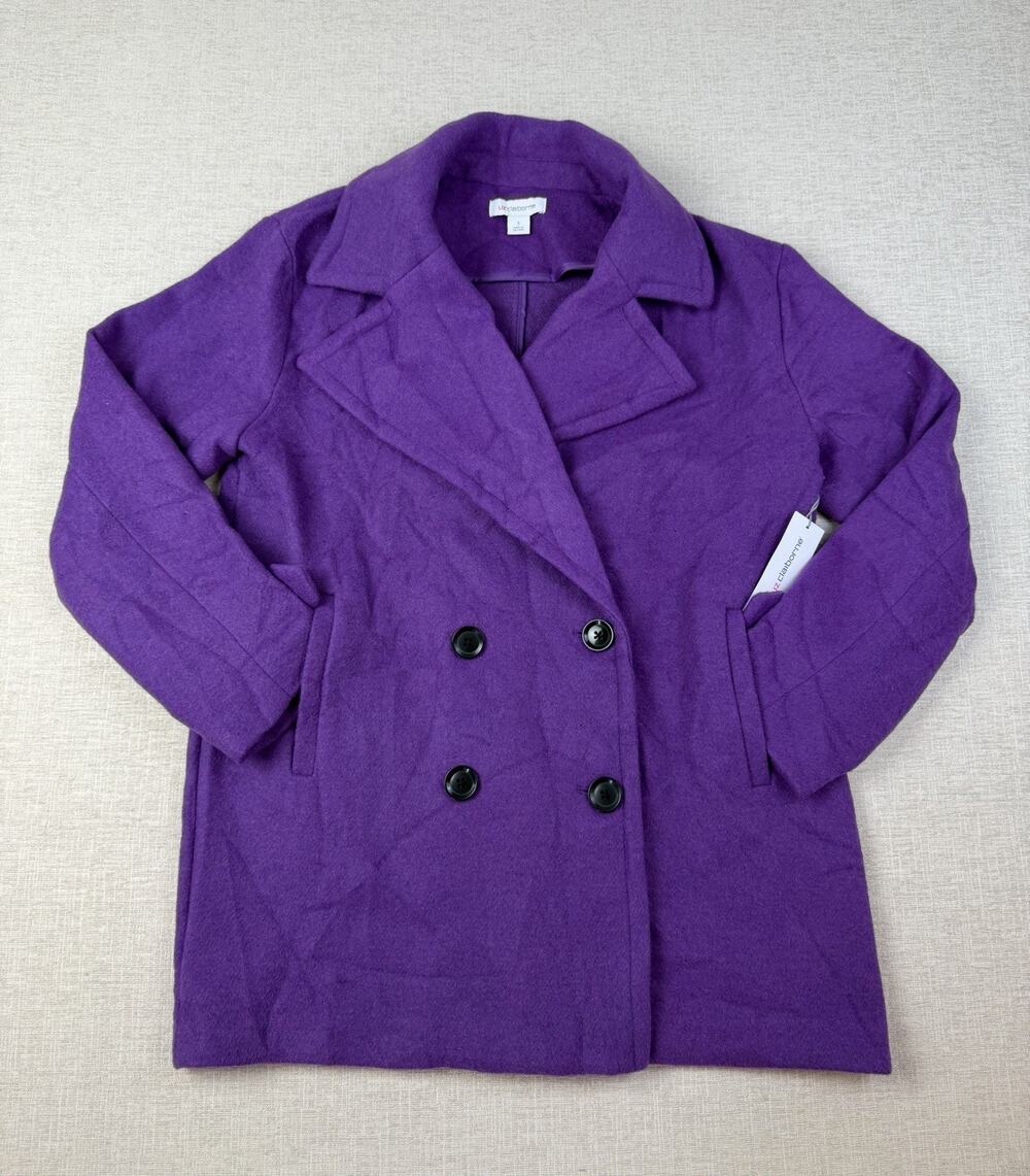 NWT Liz Claiborne Women’s Small Purple Wool Blend Peacoat Jacket Coat